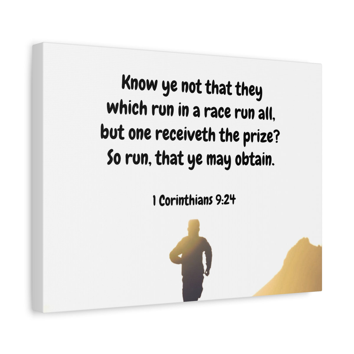 Scripture Canvas Obtain 1 Corinthians 9:24 Christian Wall Art Bible Verse Print Ready to Hang