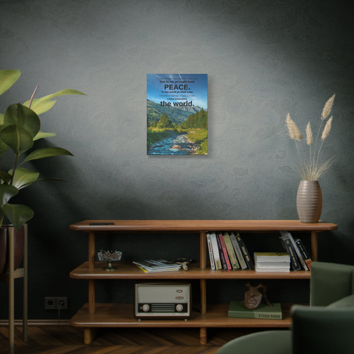Scripture Canvas Peace the World John 16:33 Christian Wall Art Bible Verse Print Ready to Hang