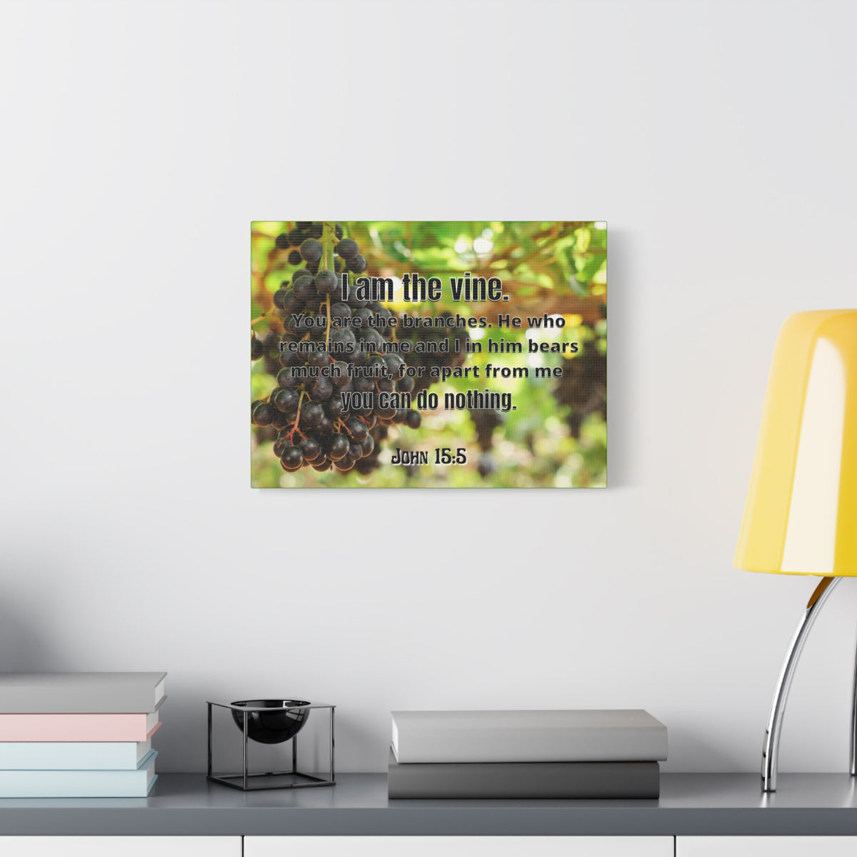 Scripture Canvas I Am The Vine John 15:5 Christian Wall Art Bible Verse Print Ready to Hang