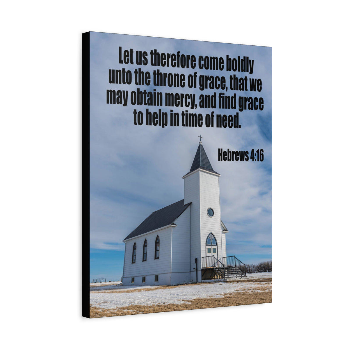 Scripture Canvas Throne of Grace Hebrews 4:16 Christian Wall Art Bible Verse Print Ready to Hang
