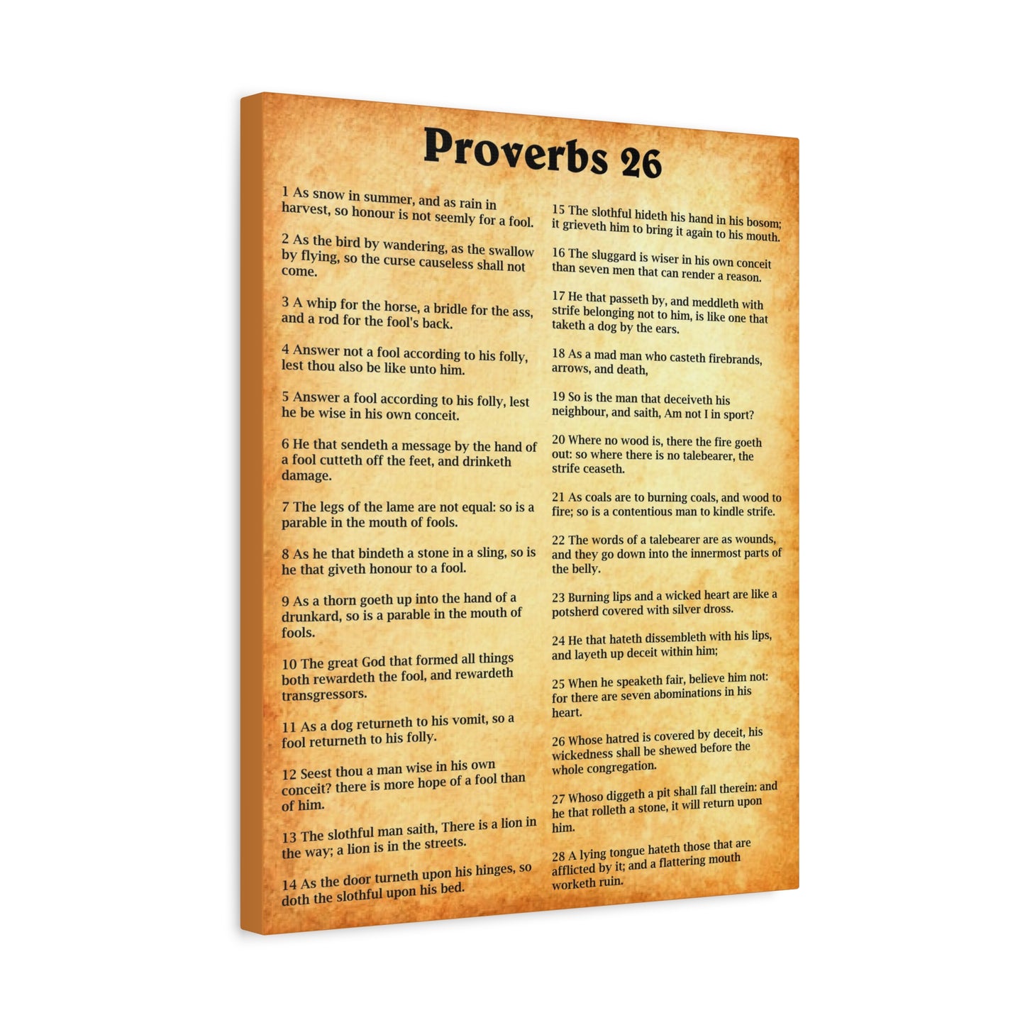 Scripture Walls Proverbs Chapter 26 Gold Bible Canvas Christian Wall Art Ready to Hang Unframed