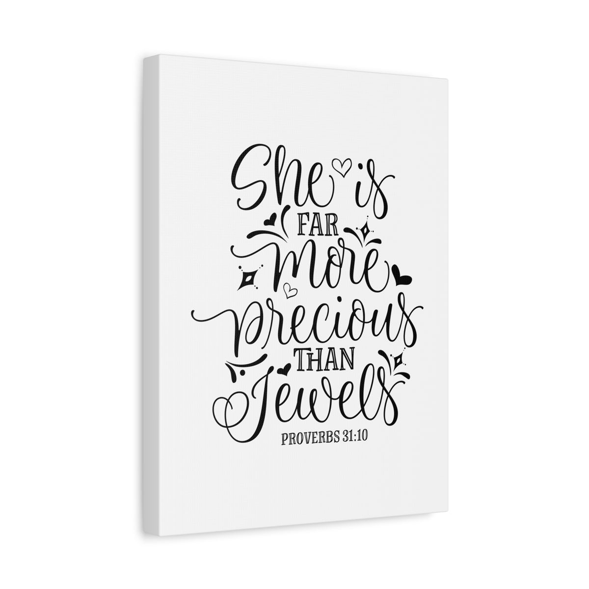 Scripture Canvas More Precious Than Jewels Proverbs 31:10 Christian Wall Art Bible Verse Print Ready to Hang