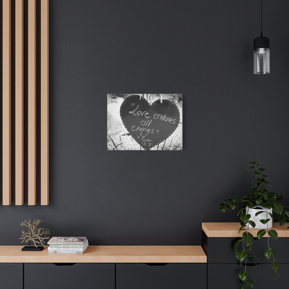 Scripture Canvas Love Endures 1 Cor 13:7 Christian Wall Art Bible Verse Print Ready to Hang