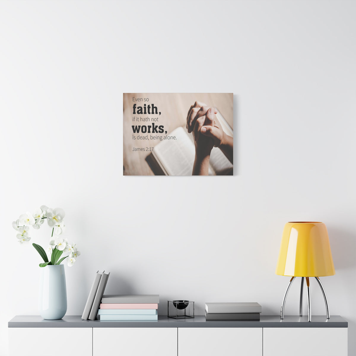 Scripture Canvas Faith Works James 2:17 Christian Wall Art Bible Verse Print Ready to Hang