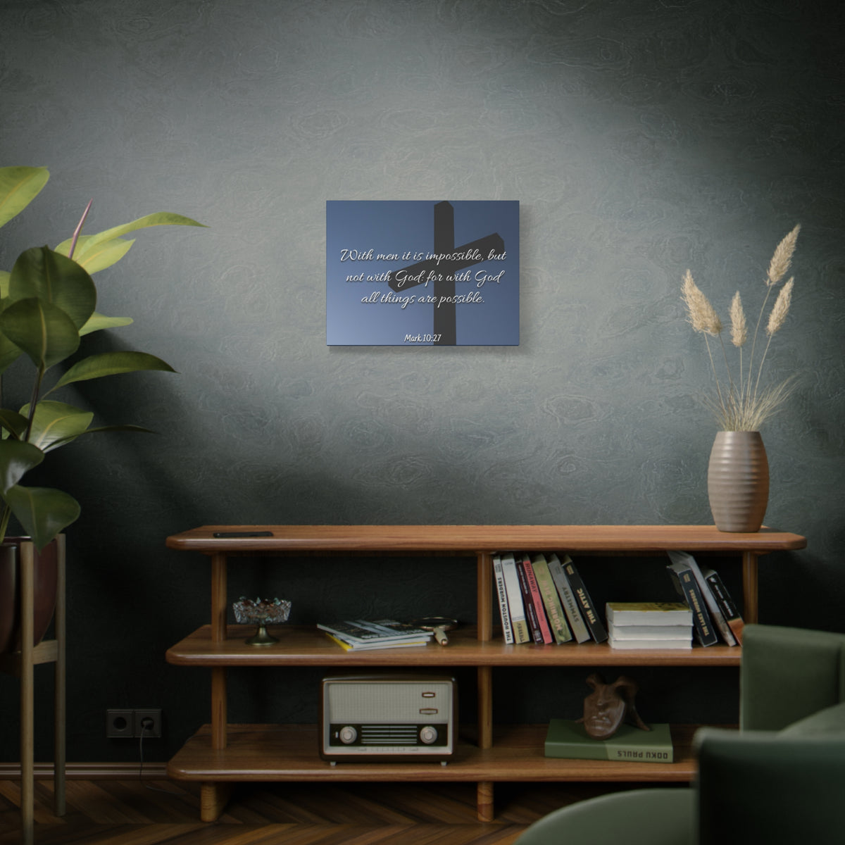 Scripture Canvas Possible Mark 10:27 Christian Wall Art Bible Verse Print Ready to Hang