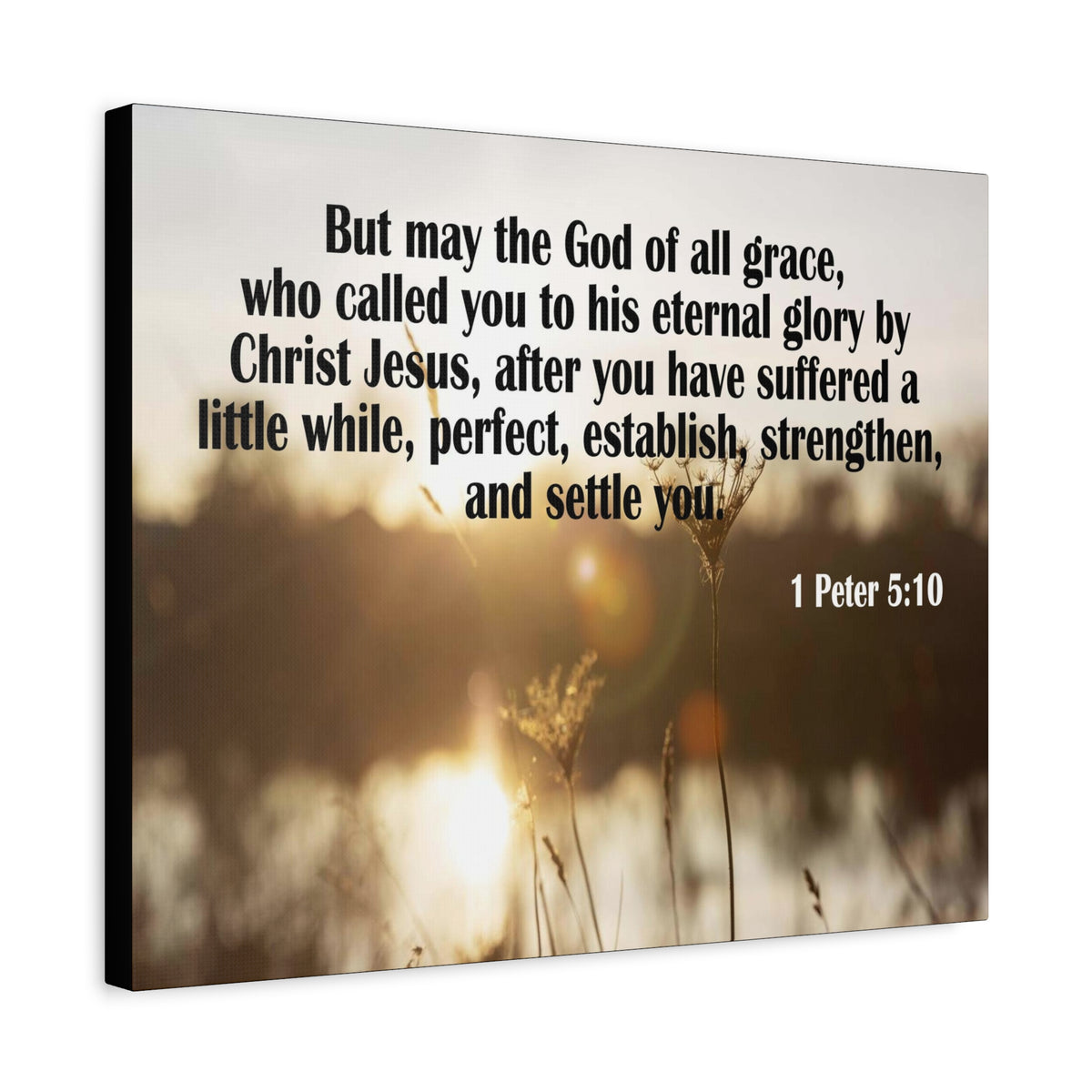 Scripture Canvas God of All Grace 1 Peter 5:10 Christian Wall Art Bible Verse Print Ready to Hang