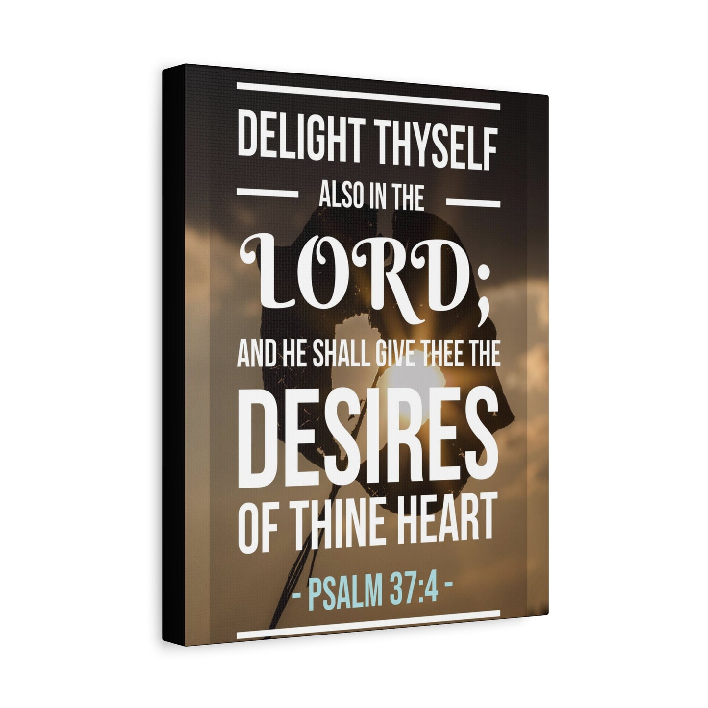 Scripture Canvas Delight Thyself Psalm 37:4 Christian Wall Art Bible Verse Print Ready to Hang
