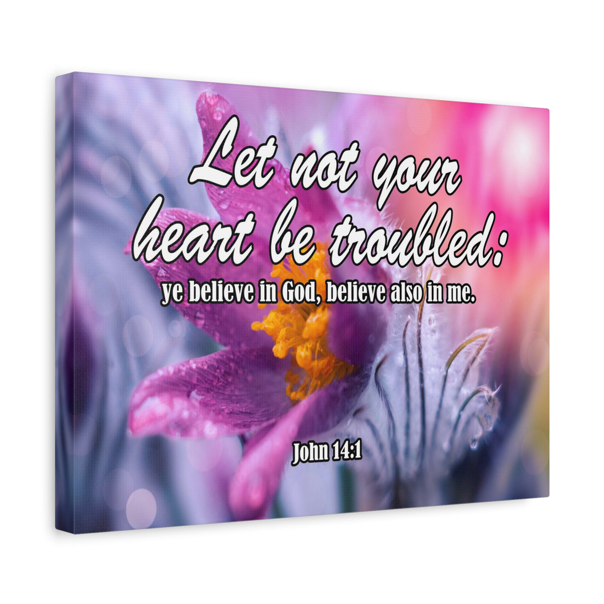 Scripture Canvas Believe in God John 14:1 Christian Wall Art Bible Verse Print Ready to Hang