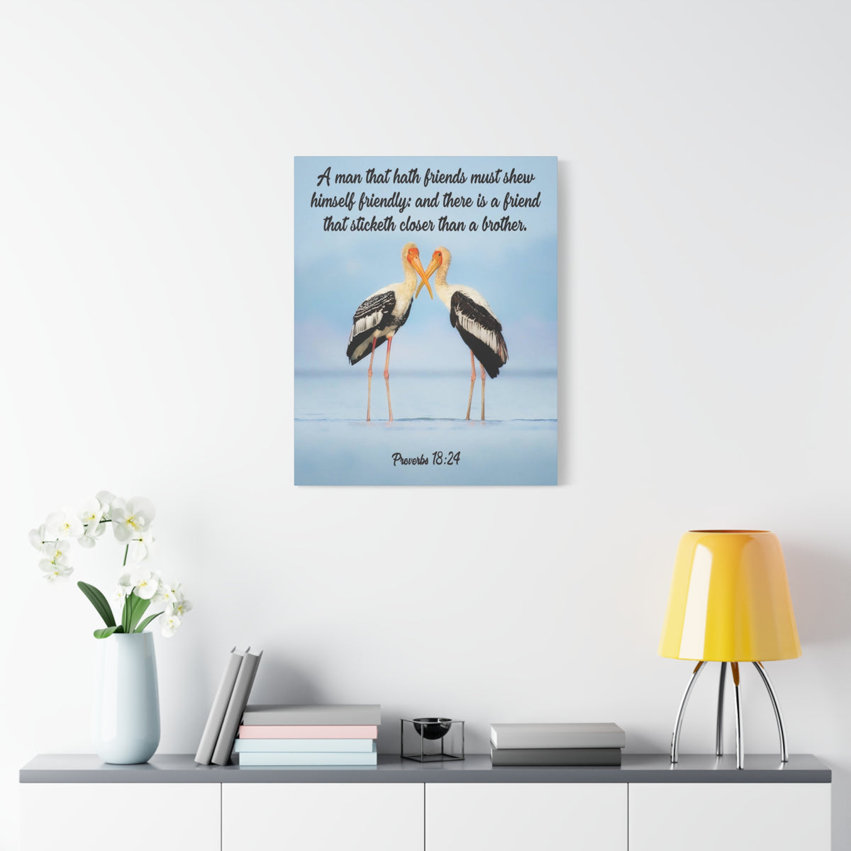 Scripture Canvas Closer Than a Brother Proverbs 18:24 Christian Wall Art Bible Verse Print Ready to Hang