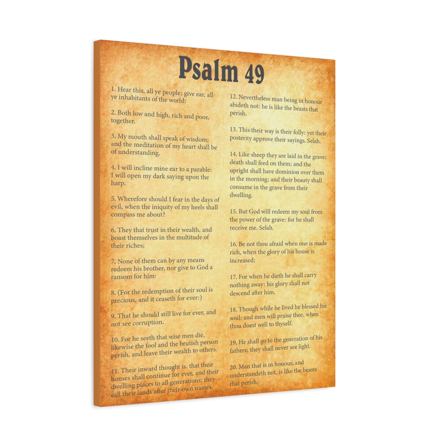 Scripture Walls Psalm 49 Gold Bible Chapter Canvas Christian Wall Art Ready to Hang