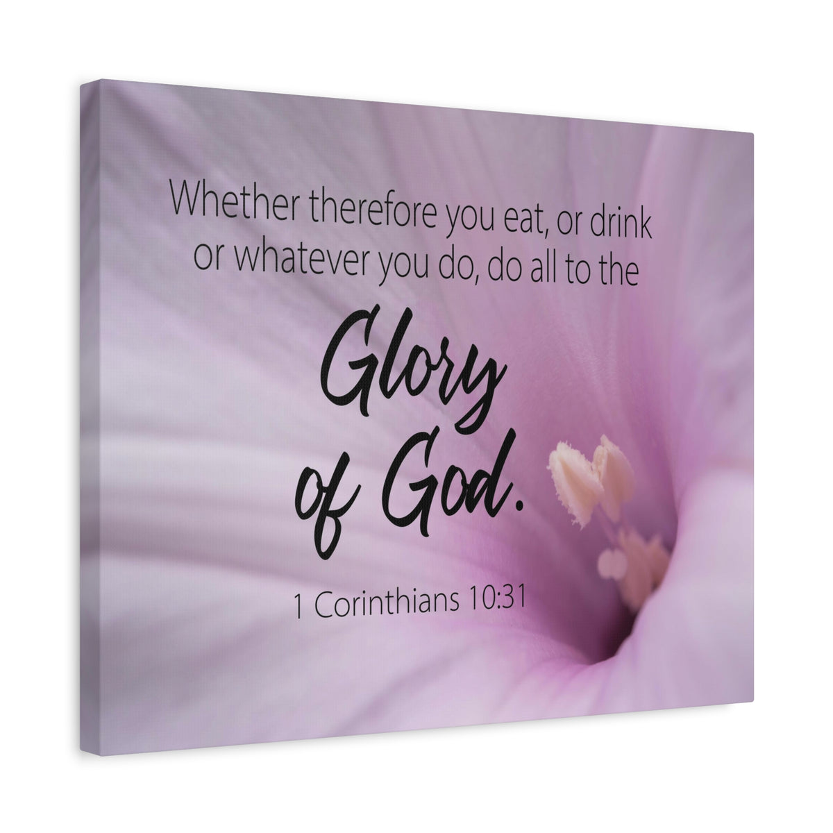 Scripture Canvas Glory of Gods 1 Corinthians 10:31 Christian Wall Art Bible Verse Print Ready to Hang