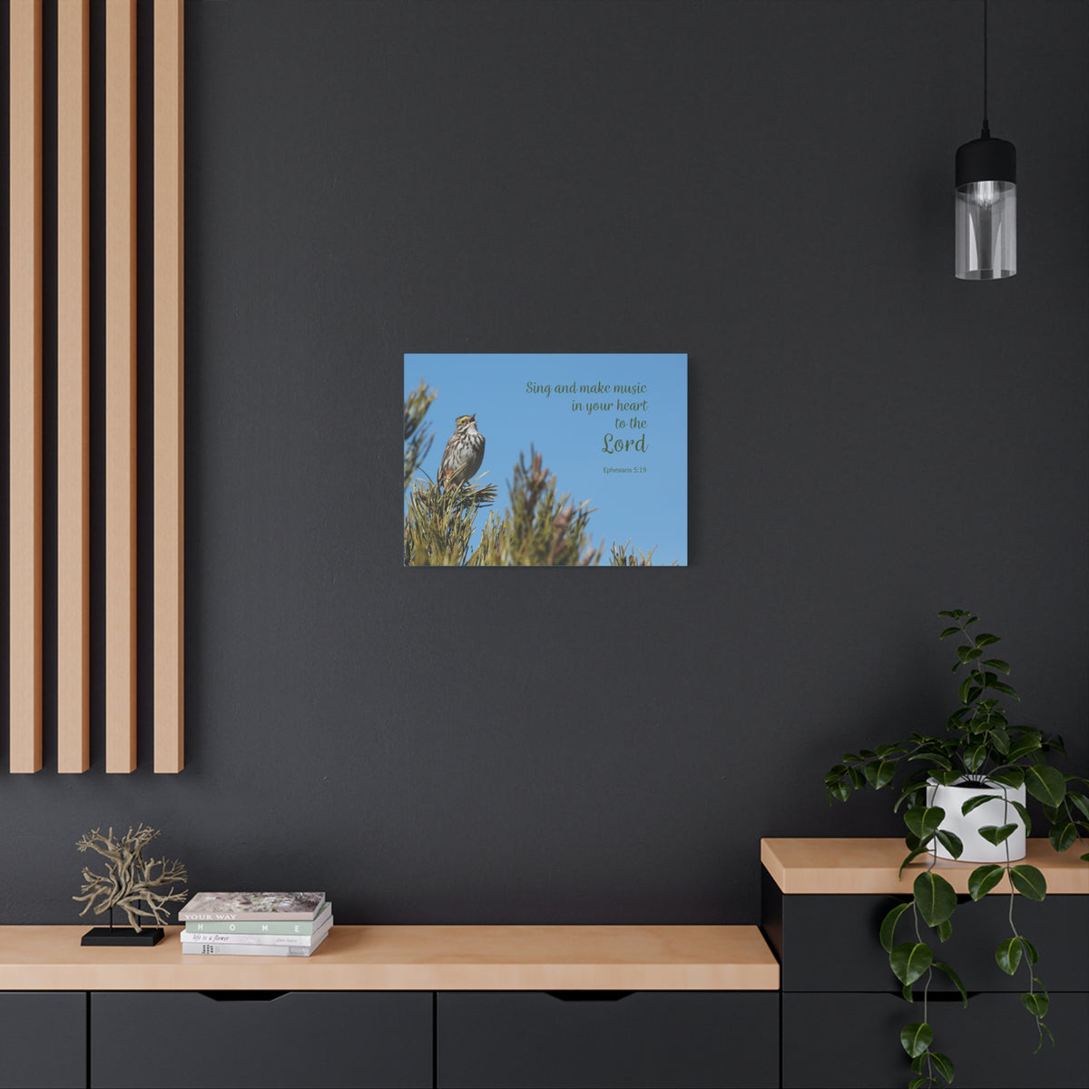 Scripture Canvas In Your Heart Ephesians 5:19 Christian Wall Art Bible Verse Print Ready to Hang