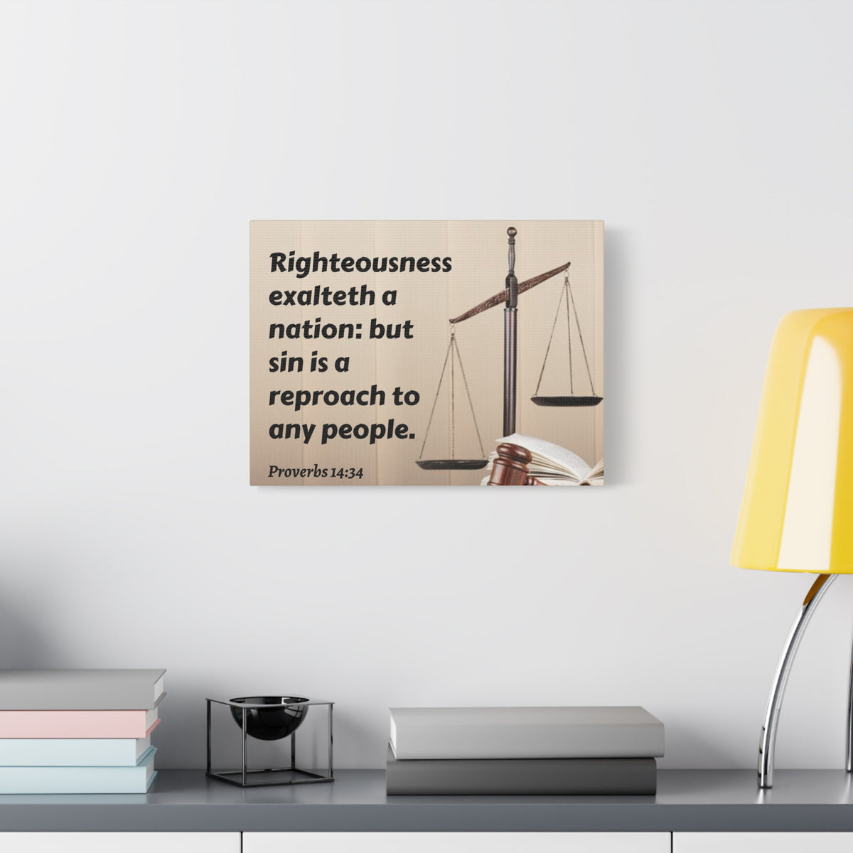 Scripture Canvas Righteousness Proverbs 14:34 Christian Wall Art Bible Verse Print Ready to Hang