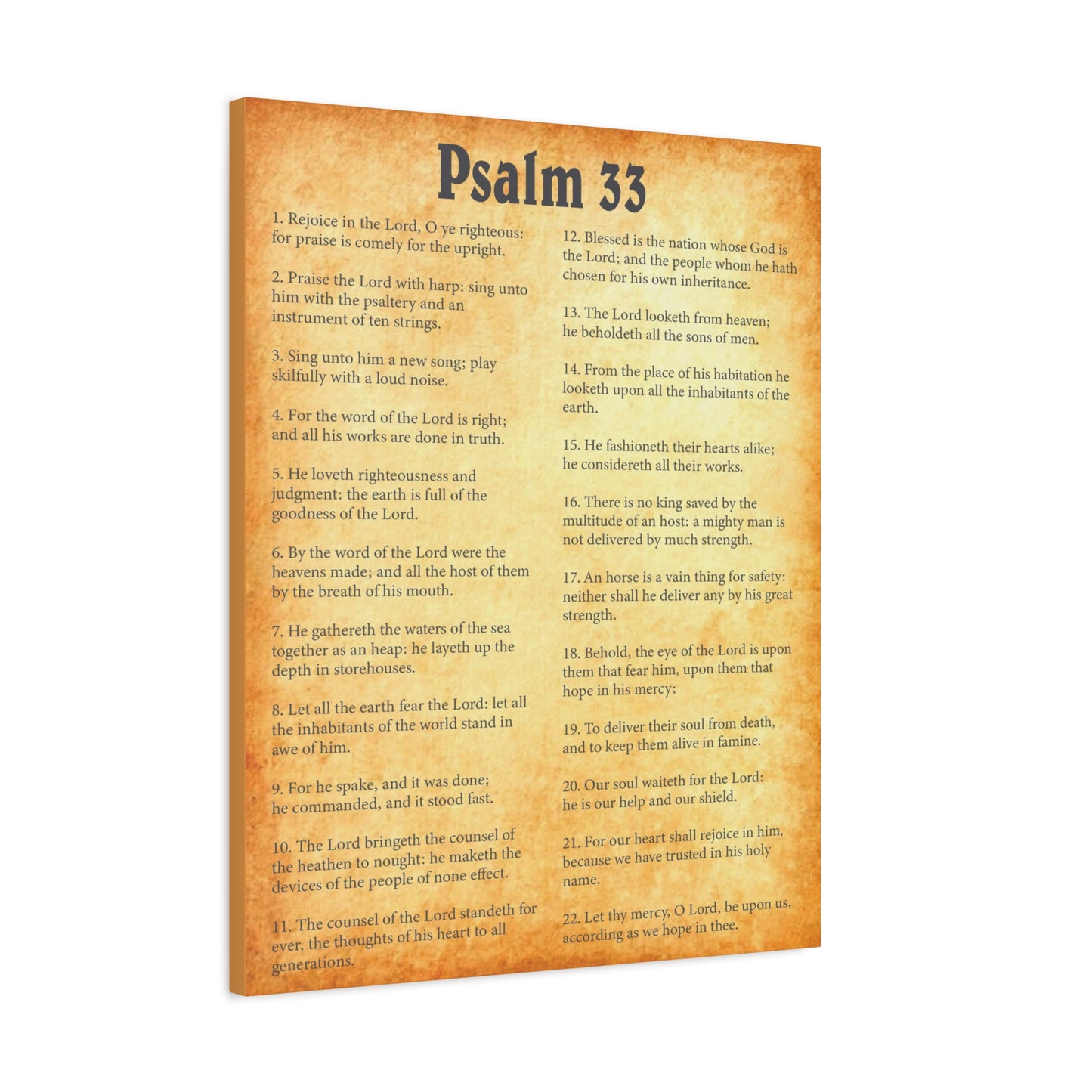 Scripture Walls Psalm 33 Gold Bible Chapter Canvas Christian Wall Art Ready to Hang