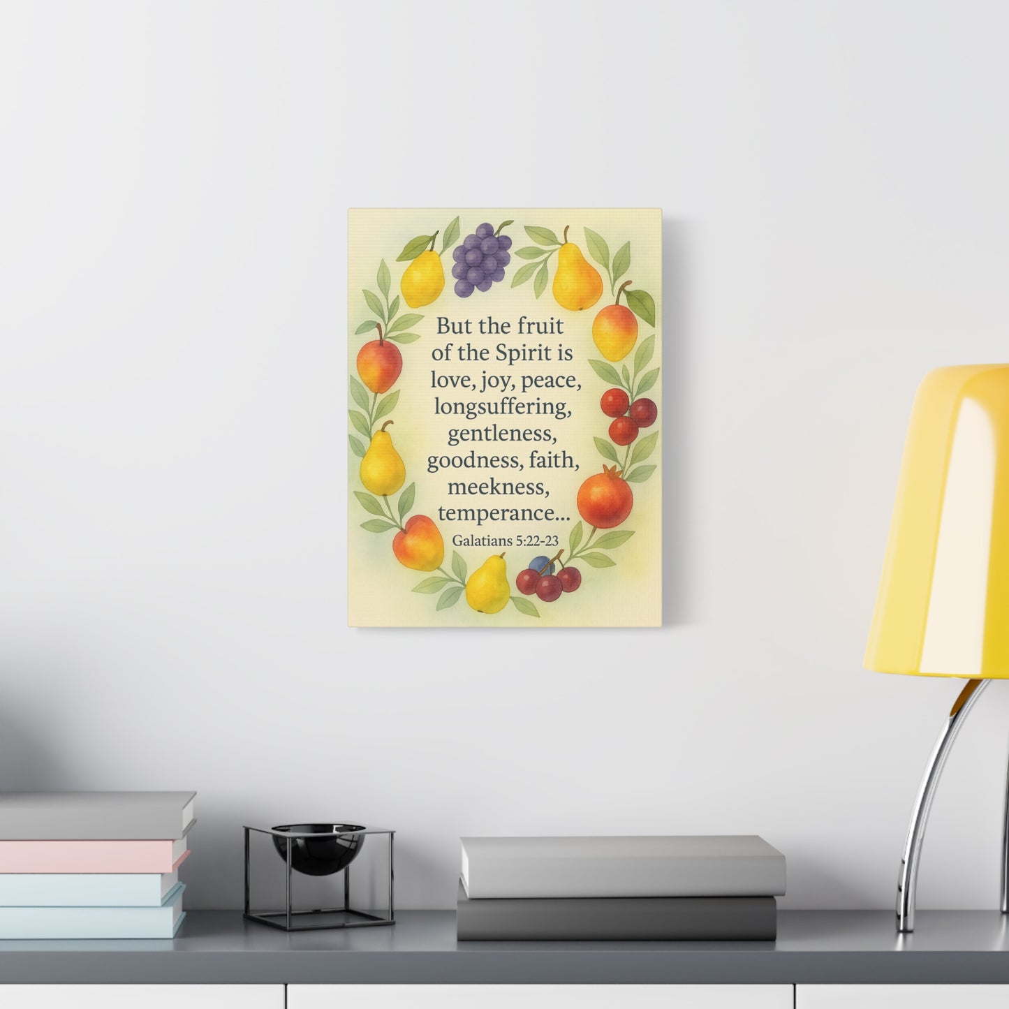 Bible Verse Canvas Galatians 5:22-23 Christian Home Décor Wall Art Scripture Ready to Hang Faith Print