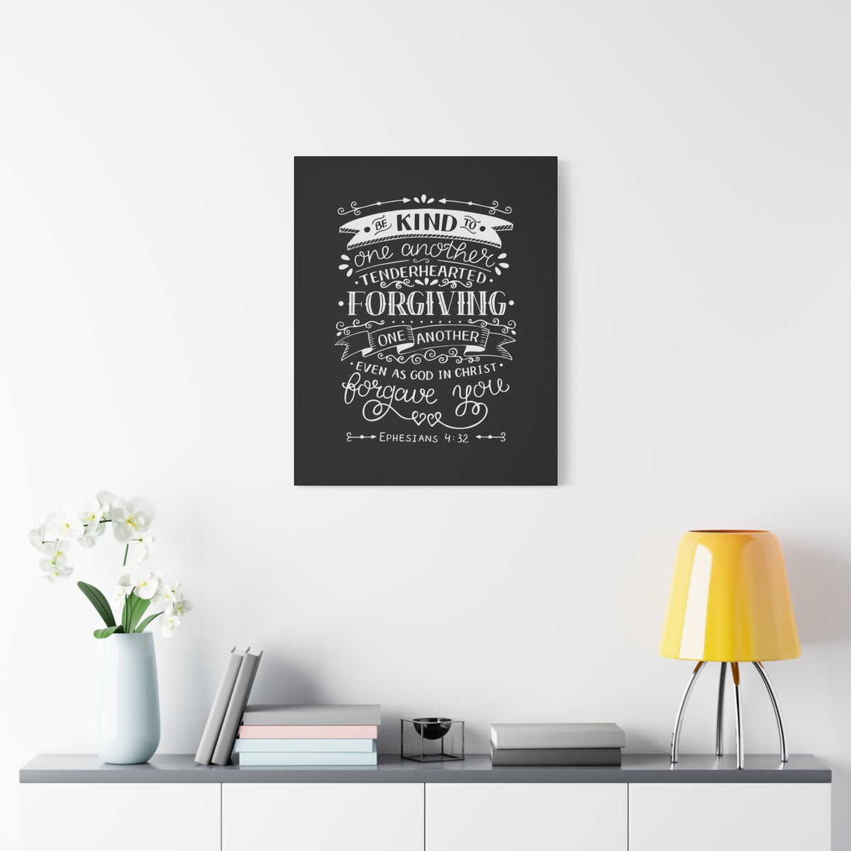 Scripture Canvas Tenderhearted Black Ephesians 4:32 Christian Wall Art Bible Verse Print Ready to Hang