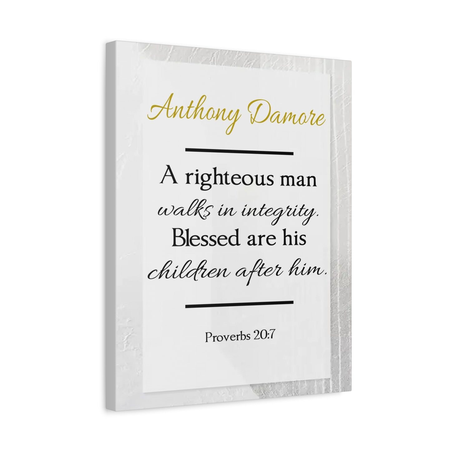 Scripture Walls Personalized A Righteous Man Proverbs 20:7 Bible Chapter Canvas Christian Wall Art Ready to Hang