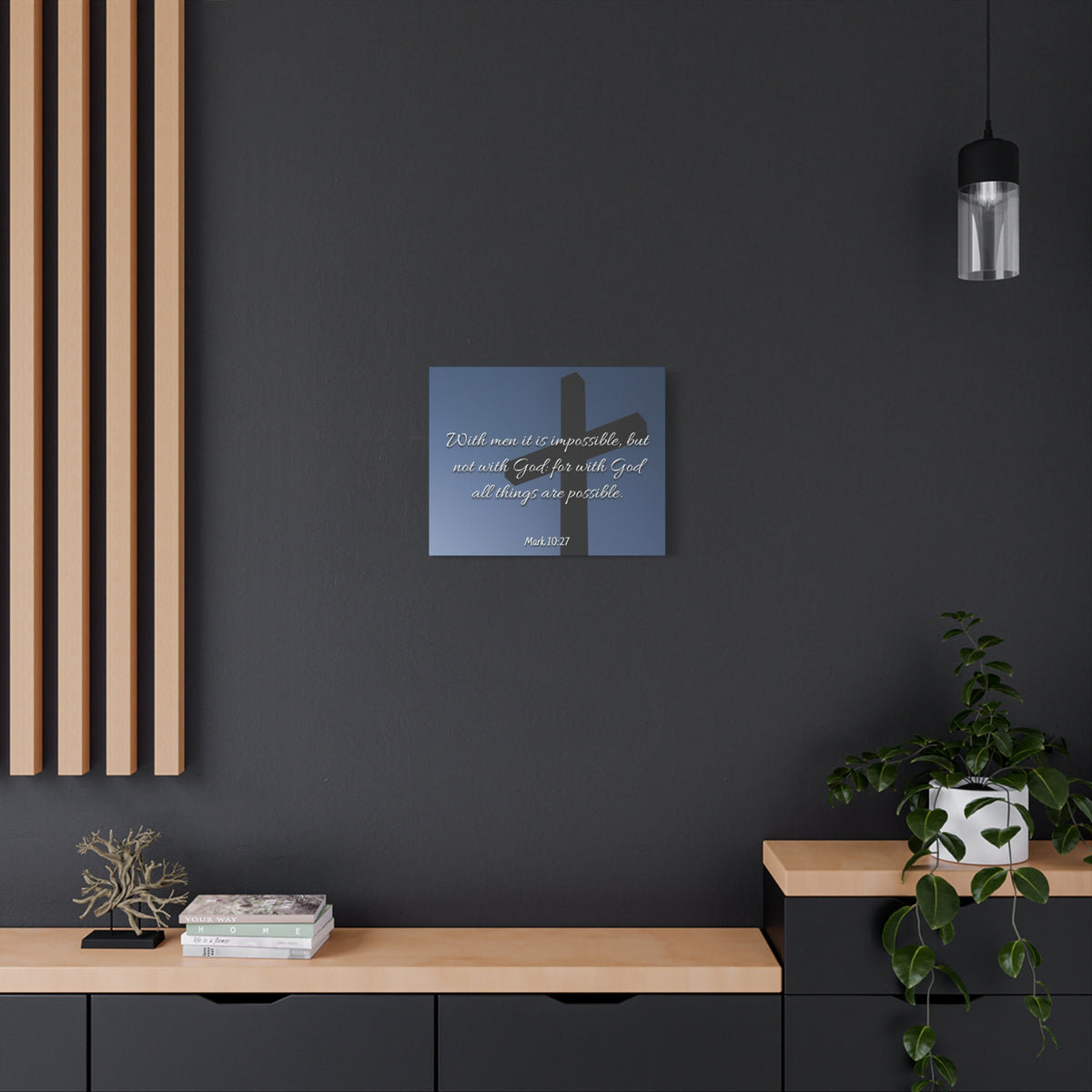 Scripture Canvas Possible Mark 10:27 Christian Wall Art Bible Verse Print Ready to Hang