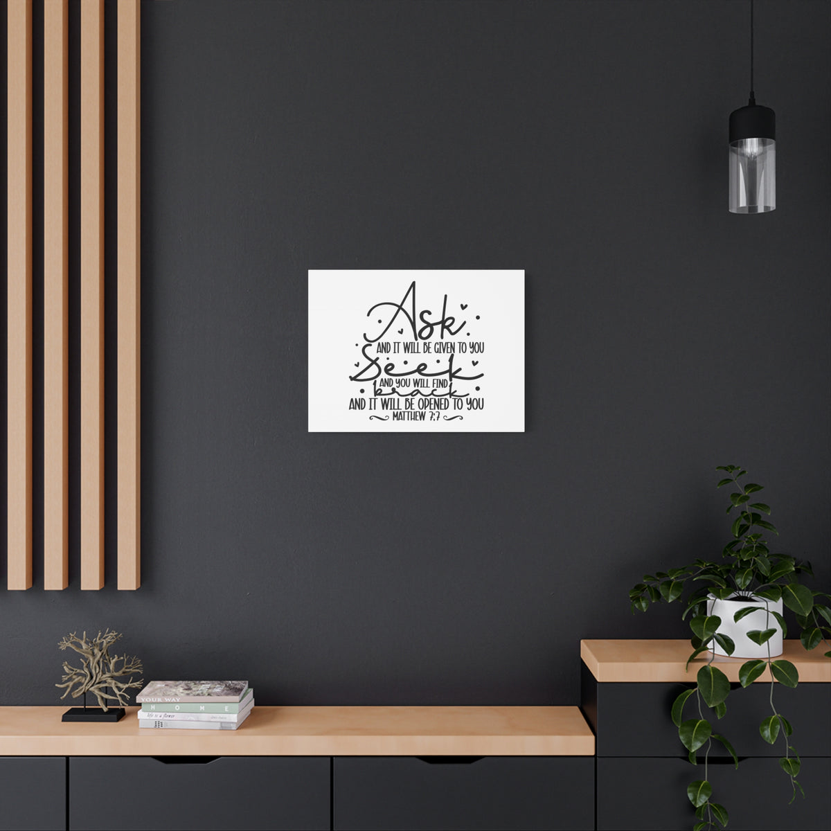 Scripture Canvas Opened To You Matthew 7:7 Christian Wall Art Bible Verse Print Ready to Hang