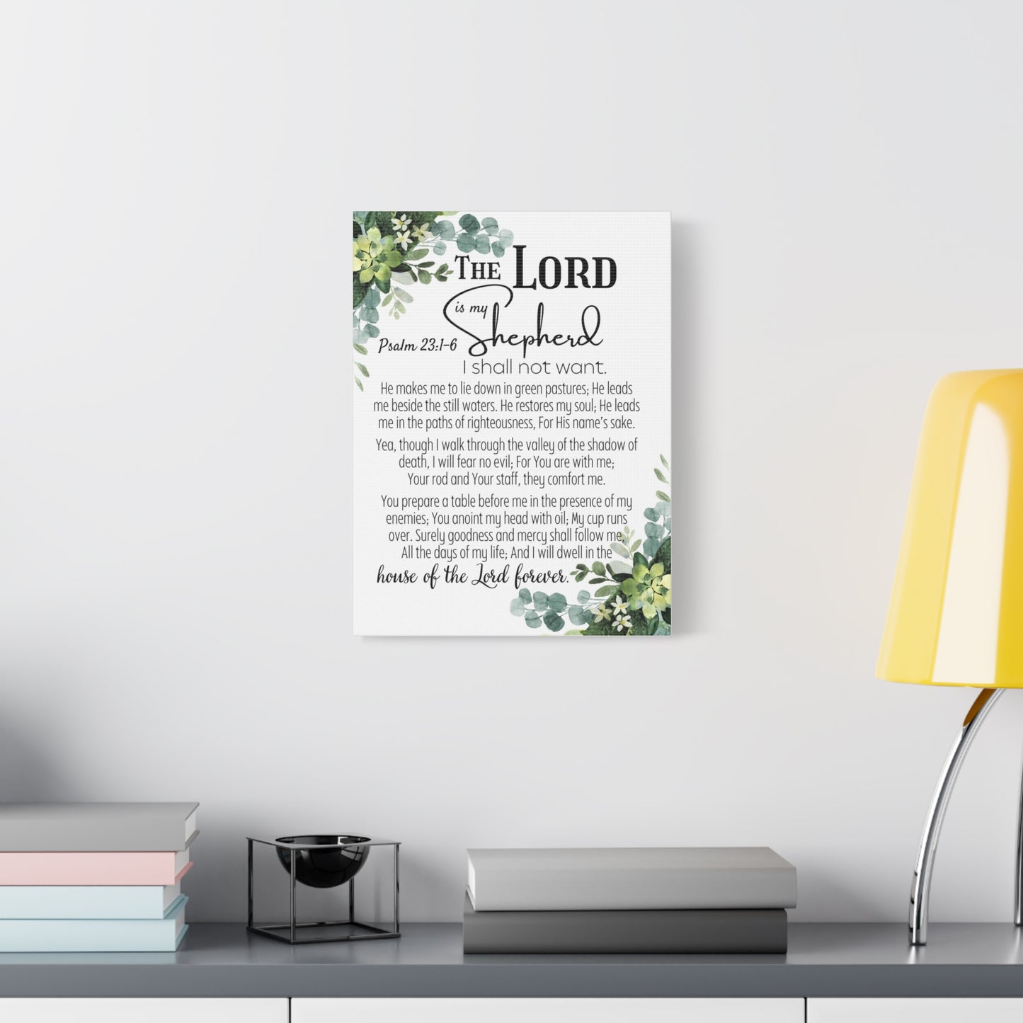 Scripture Walls Psalm 23:1-6 I Shall Not Want Bible Verse Canvas Christian Wall Art Ready to Hang Unframed