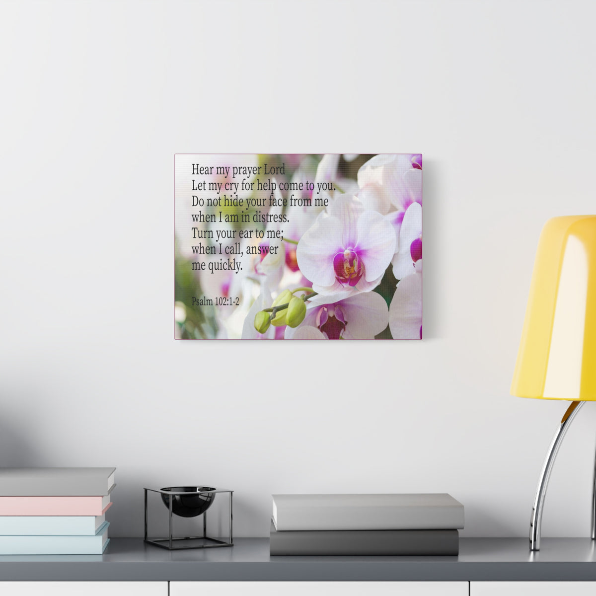 Scripture Canvas Hear My Prayer Lord Psalm 102:1-2 Christian Wall Art Bible Verse Print Ready to Hang