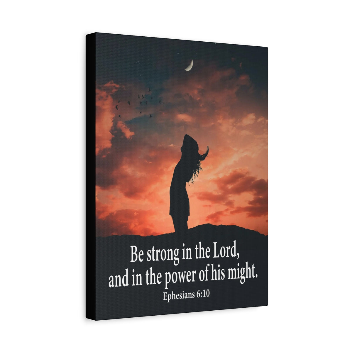 Scripture Canvas Be Strong in the Lord Ephesians 6:10 Christian Wall Art Bible Verse Print Ready to Hang