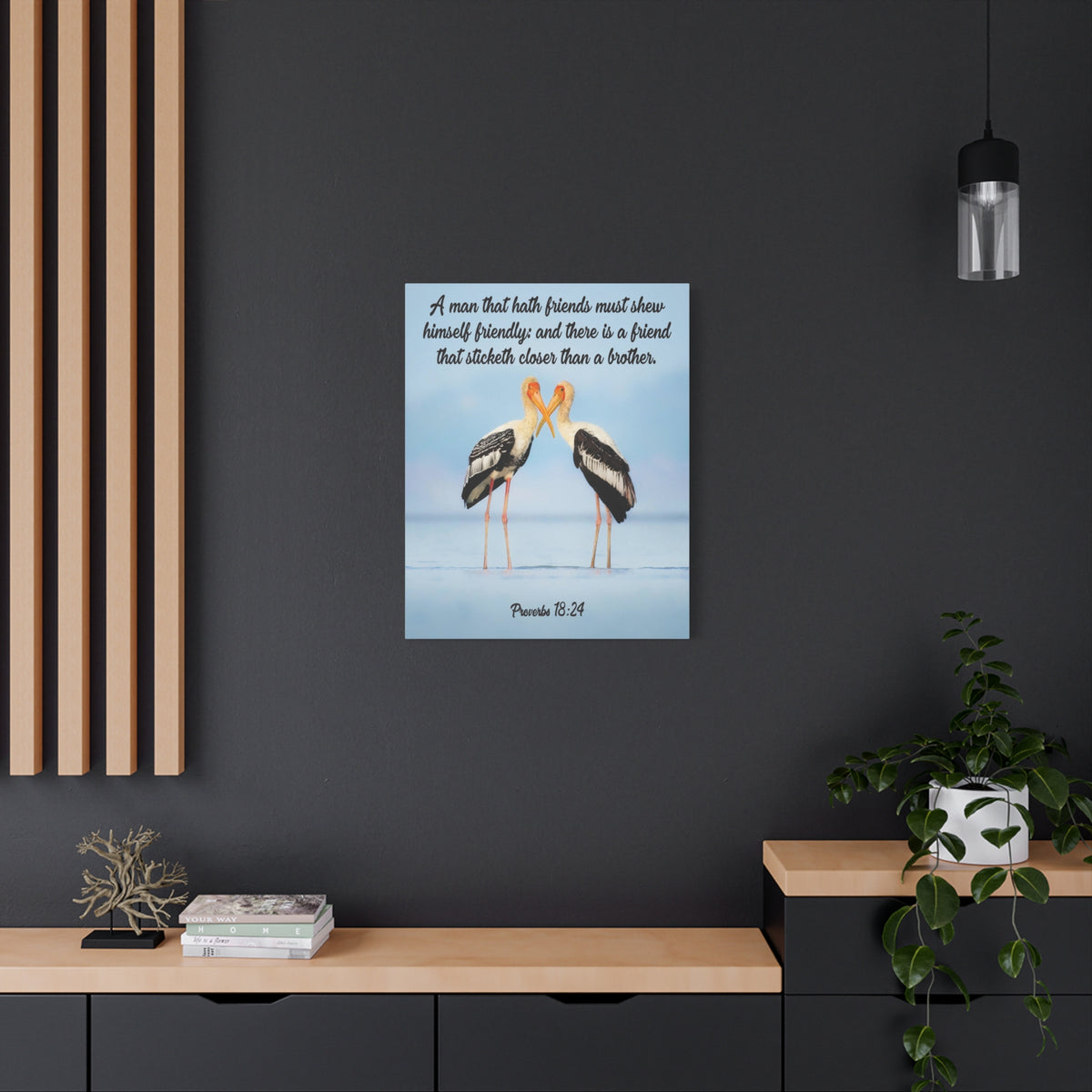 Scripture Canvas Closer Than a Brother Proverbs 18:24 Christian Wall Art Bible Verse Print Ready to Hang