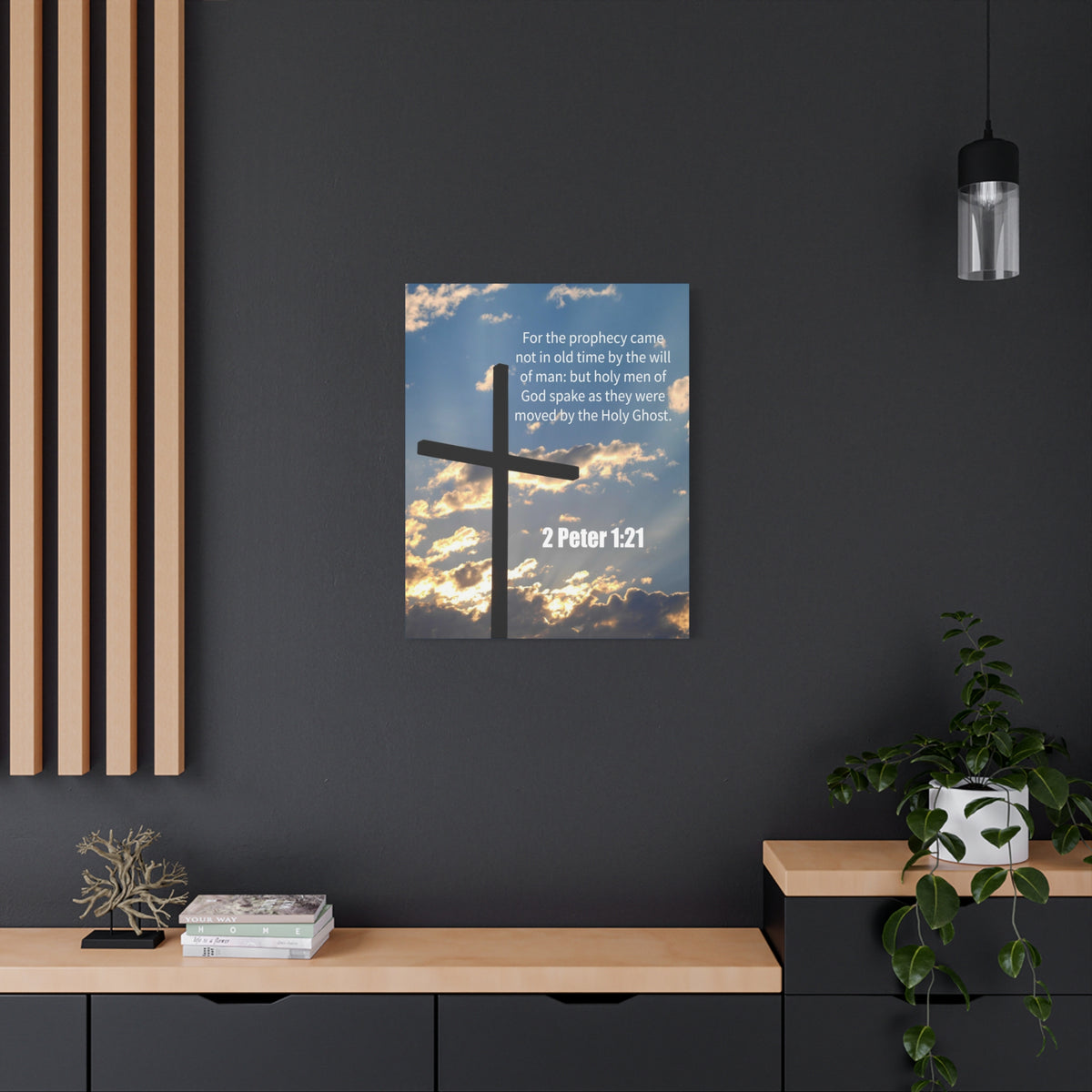 Scripture Canvas God Spake 2 Peter 1:21 Christian Wall Art Bible Verse Print Ready to Hang