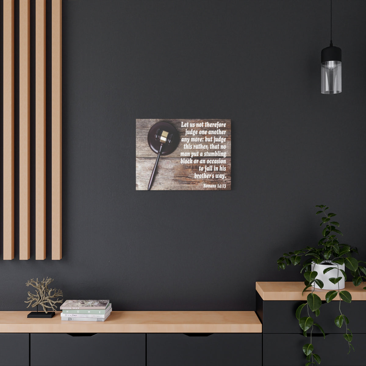Scripture Canvas Not Judge One Another Romans 14:13 Christian Wall Art Bible Verse Print Ready to Hang