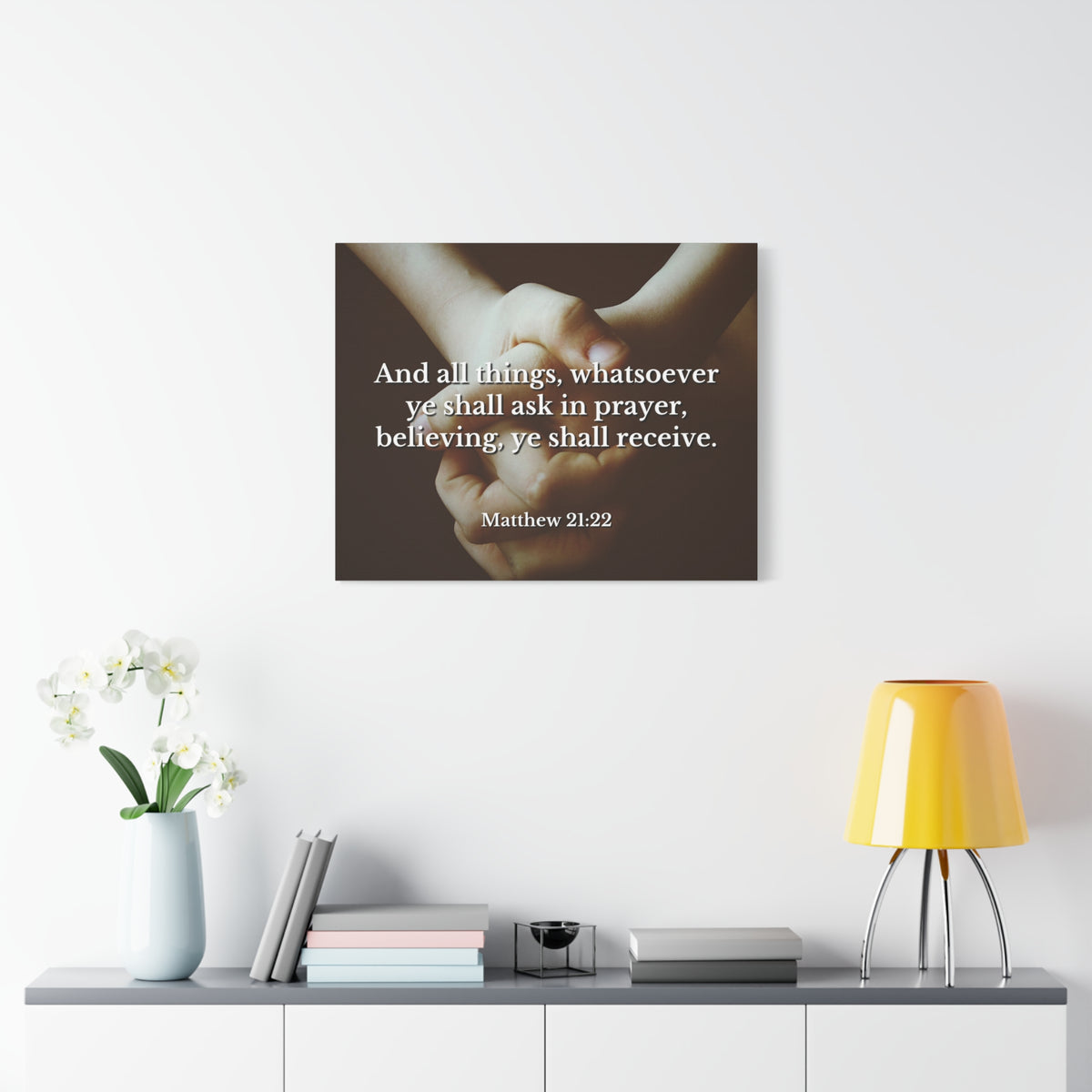 Scripture Canvas Believing Matthew 21:22 Christian Wall Art Bible Verse Print Ready to Hang