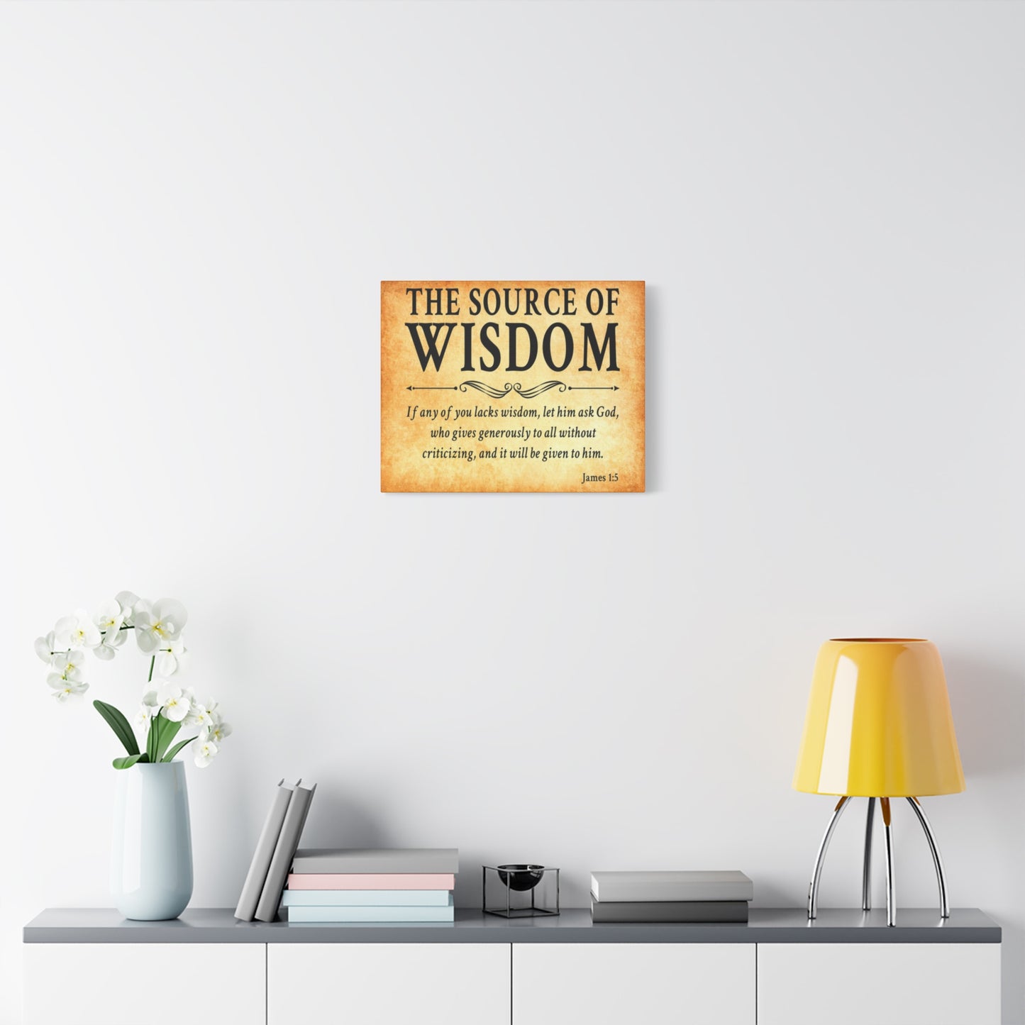 Scripture Walls James 1:5 The Source of Wisdom Gold Bible Verse Canvas Christian Wall Art Ready to Hang Unframed