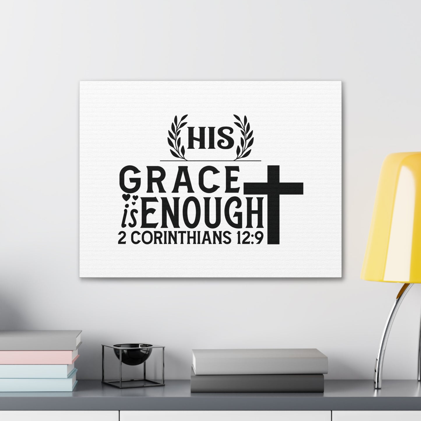 Grace Is Enough 2 Corinthians 12:9 Laurels Bible Verse Canvas Christian Wall Art Ready to Hang