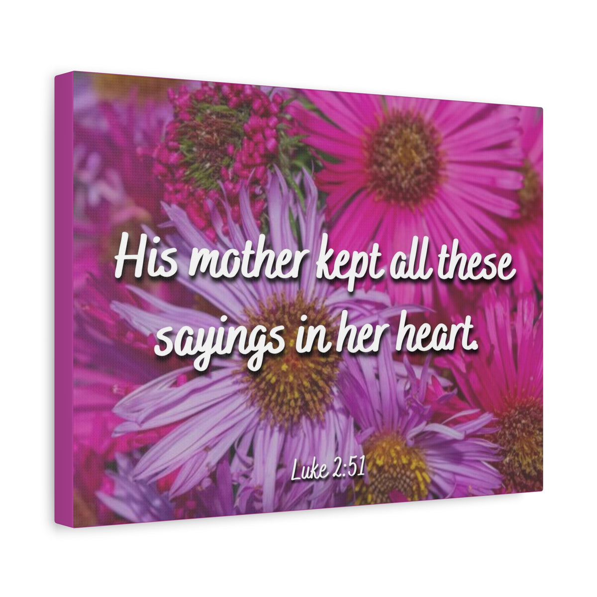 Scripture Canvas Sayings In Her Heart Luke 2:51 Christian Wall Art Bible Verse Print Ready to Hang