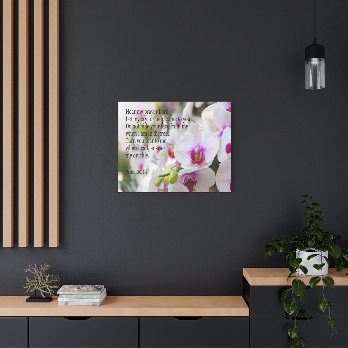 Scripture Canvas Hear My Prayer Lord Psalm 102:1-2 Christian Wall Art Bible Verse Print Ready to Hang