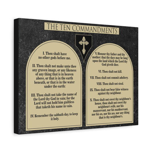 Scripture Canvas Ten Commandments Tablets Brown Christian Wall Art Print Ready to Hang