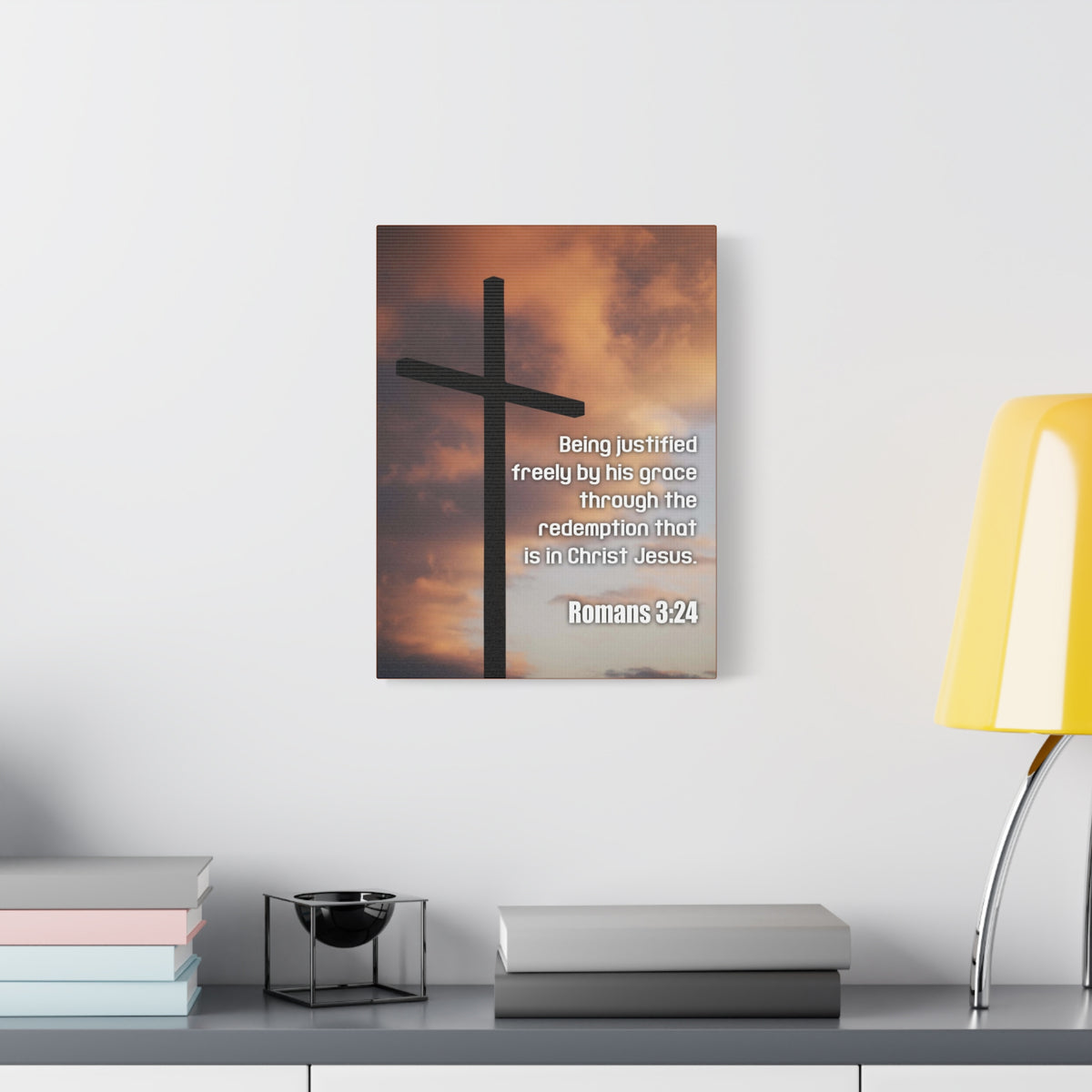 Scripture Canvas Being Justified Romans 3:24 Christian Wall Art Bible Verse Print Ready to Hang