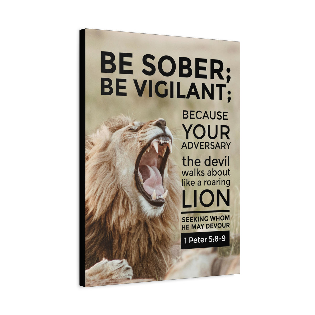 Scripture Canvas Be Sober Be Vigilant 1 Peter 5:8-9 Christian Wall Art Bible Verse Print Ready to Hang