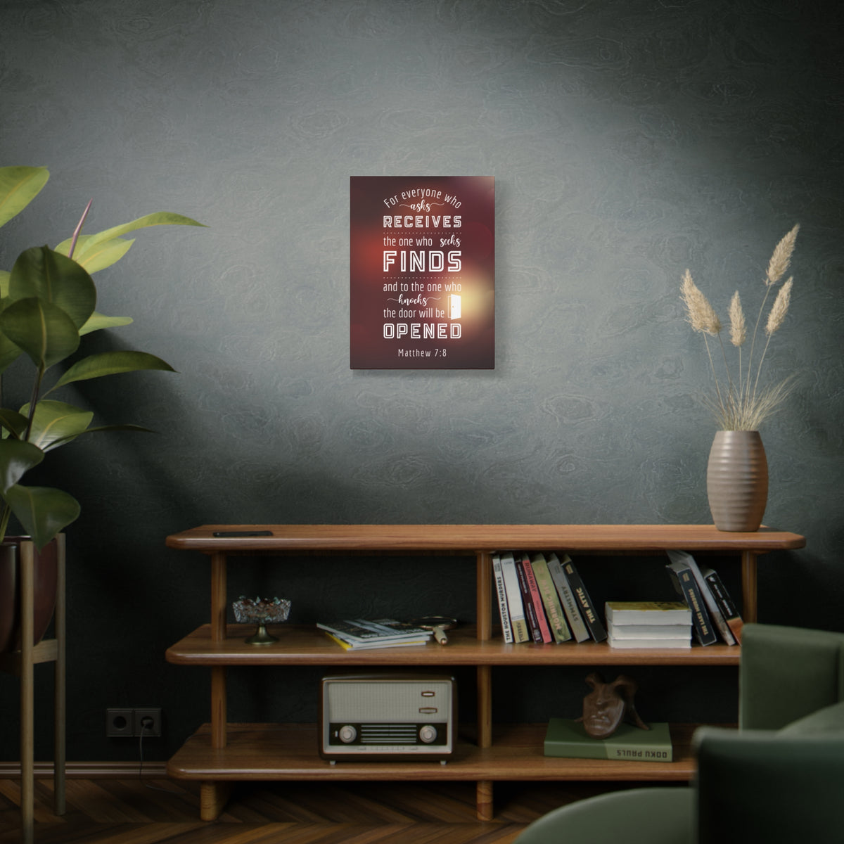 Scripture Canvas The One Who Seeks Matthew 7:8 Christian Wall Art Bible Verse Print Ready to Hang
