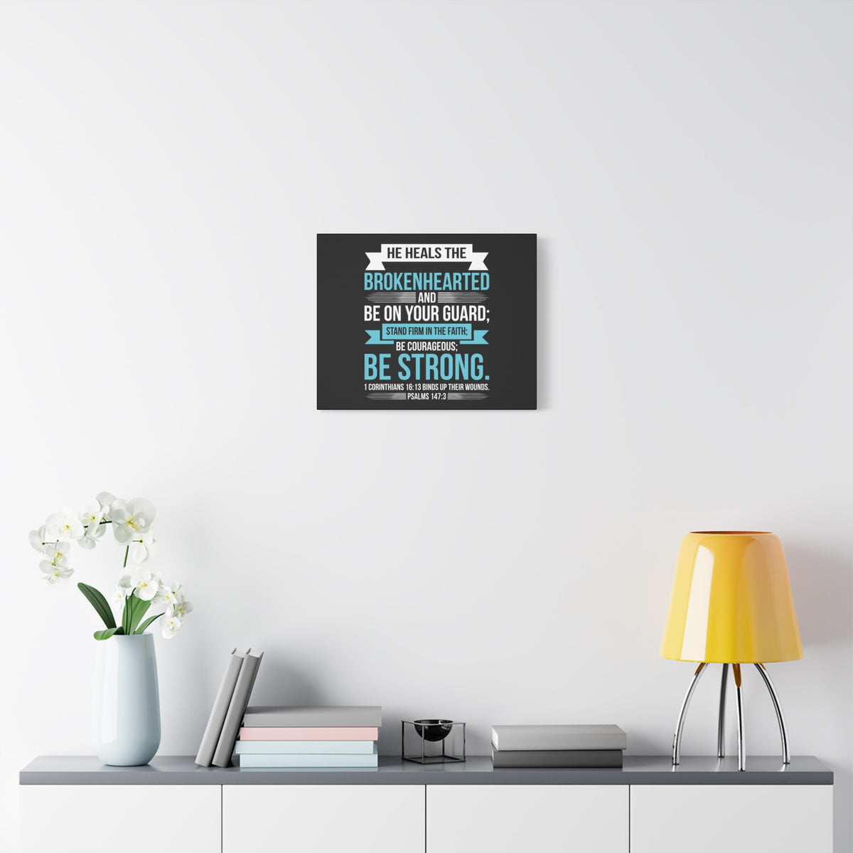 Scripture Canvas Be On Your Guard Psalms 147:3 Christian Wall Art Bible Verse Print Ready to Hang