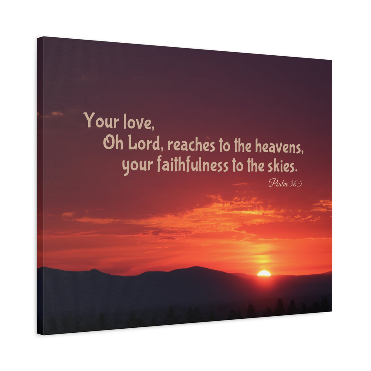 Scripture Canvas Reaches To The Heavens Psalm 36:5 Christian Wall Art Bible Verse Print Ready to Hang