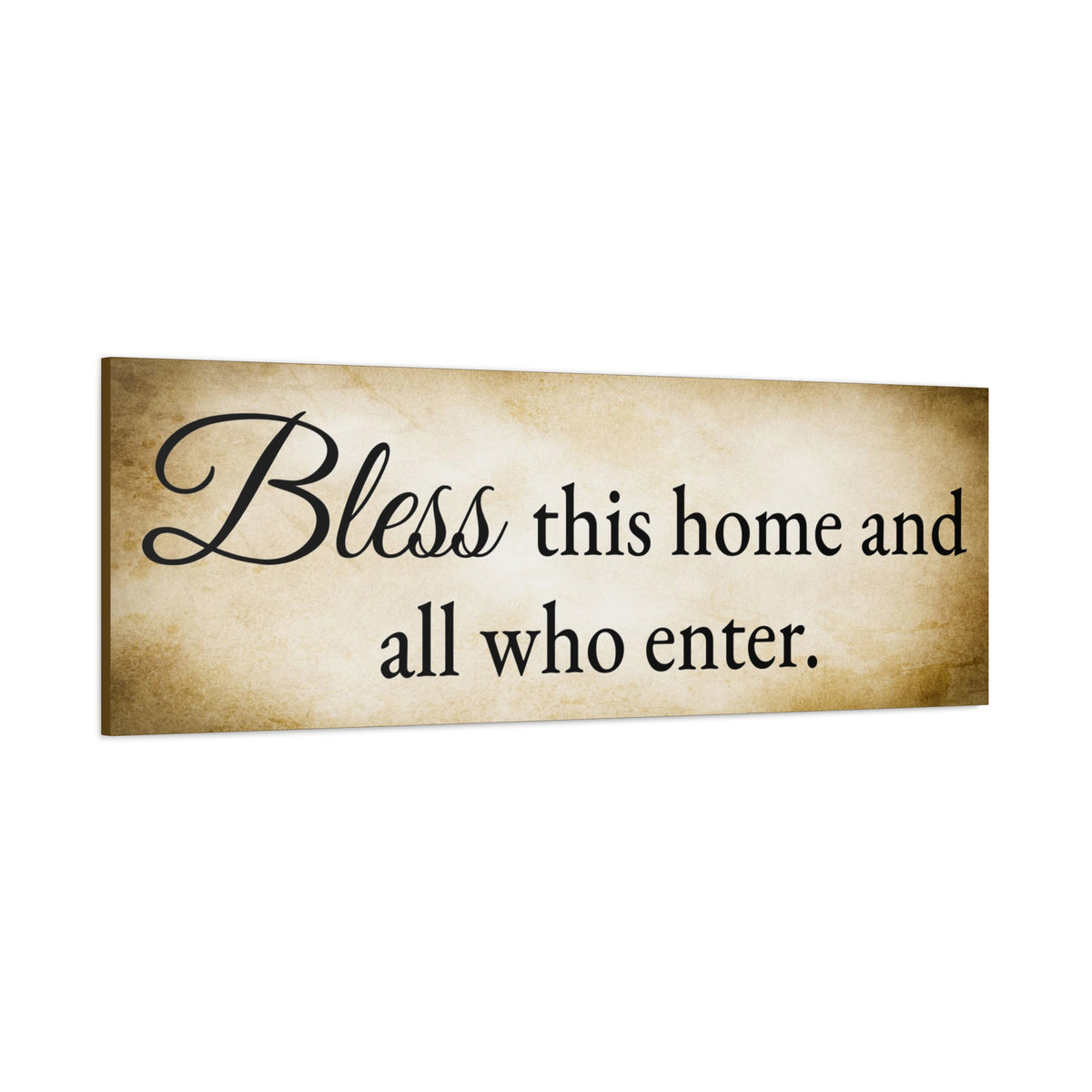 Scripture Walls Bless This Home Luke 10:5 Gold Bible Verse Canvas Christian Wall Art Ready to Hang Unframed