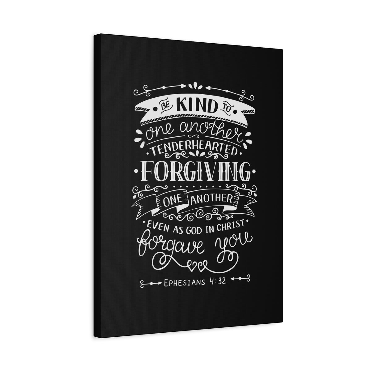 Scripture Canvas Tenderhearted Black Ephesians 4:32 Christian Wall Art Bible Verse Print Ready to Hang