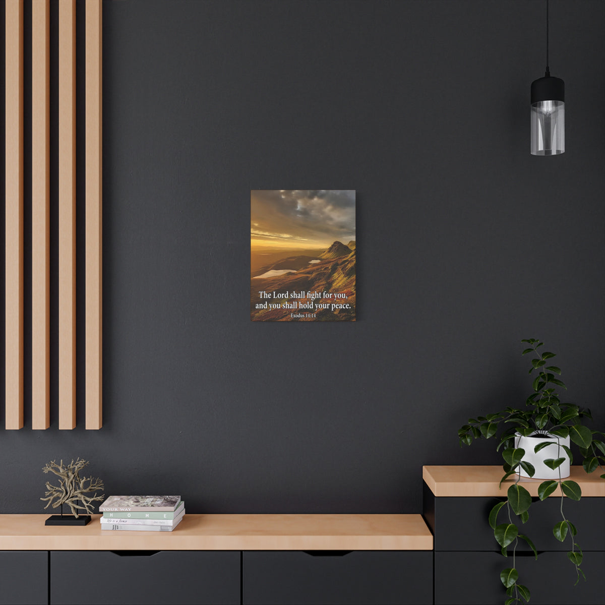 Scripture Canvas The Lord Shall Fight For You Romans 8:31 Christian Wall Art Bible Verse Print Ready to Hang