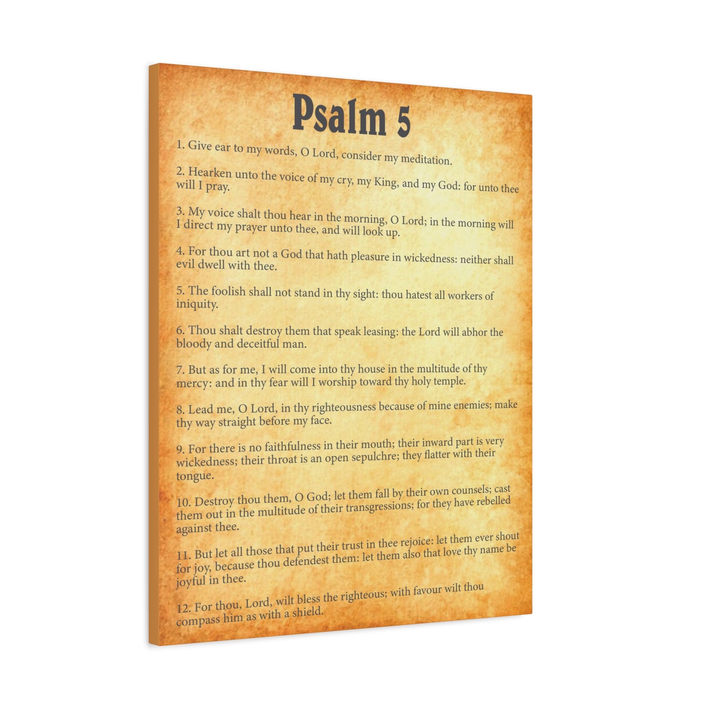 Scripture Walls Psalm 5 Gold Bible Chapter Canvas Christian Wall Art Ready to Hang