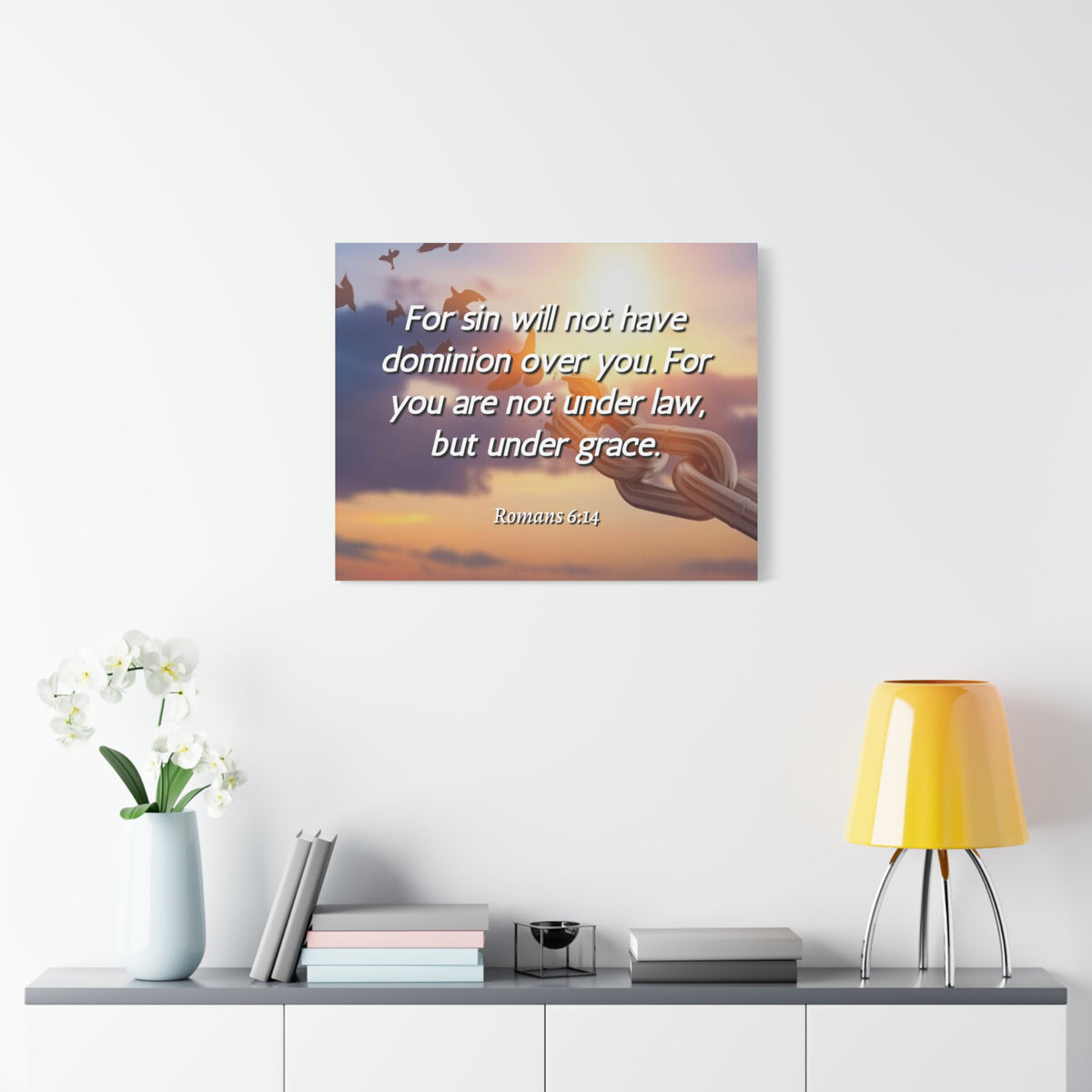 Scripture Canvas Grace Romans 6:14 Christian Wall Art Bible Verse Print Ready to Hang
