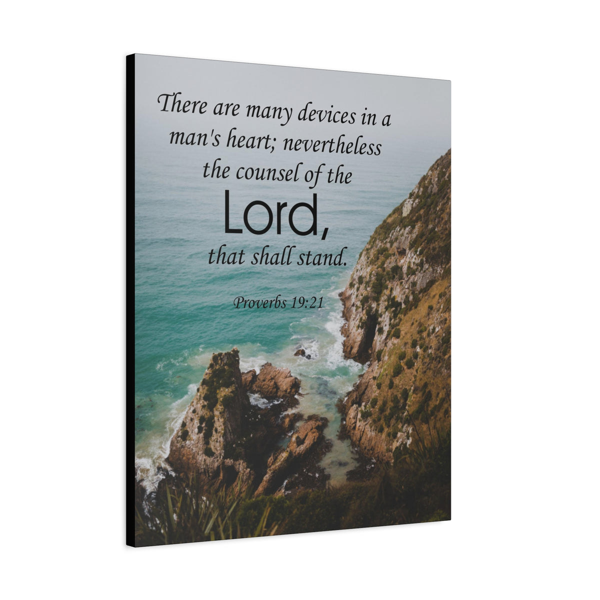 Scripture Canvas The Counsel of The Lord Proverbs 19:21 Christian Wall Art Bible Verse Print Ready to Hang
