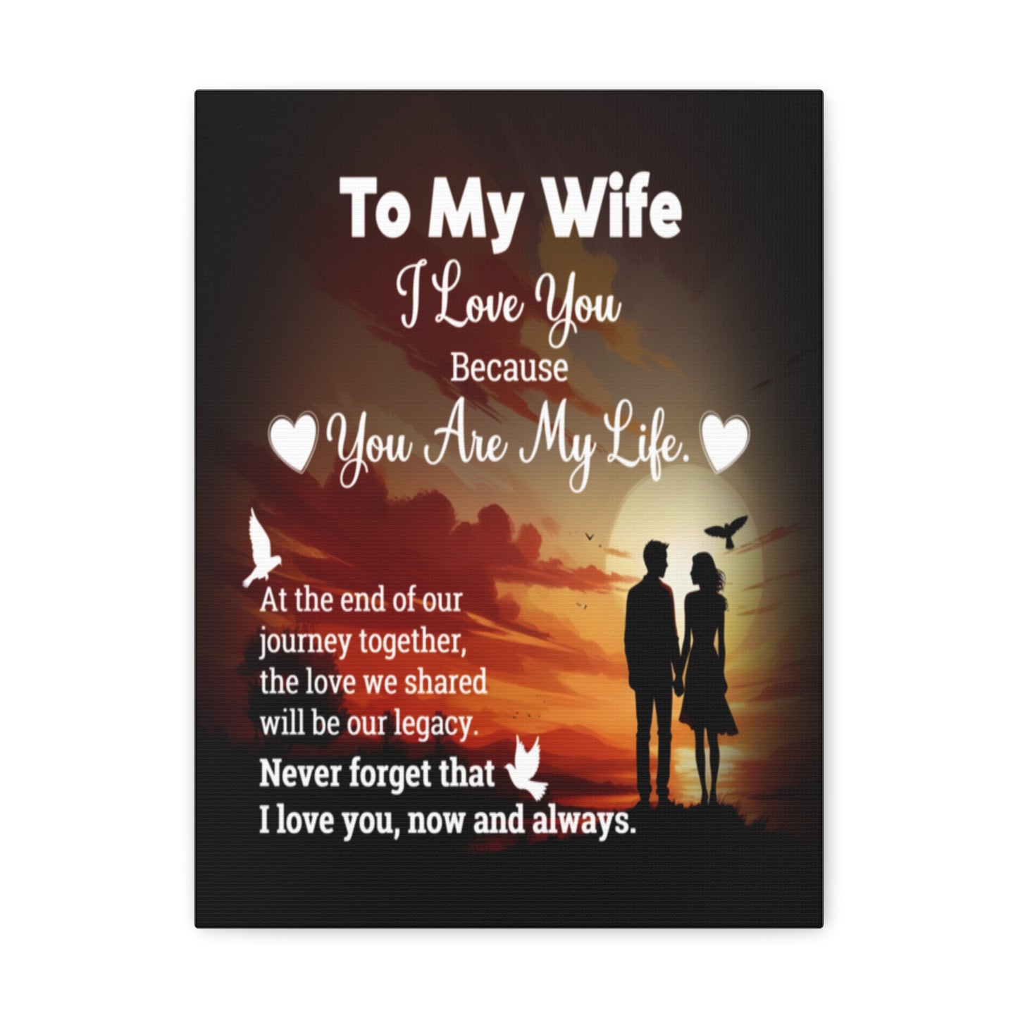 To My Wife Sunset Romance Canvas Wall Art - Heartfelt Gift of Love & Legacy