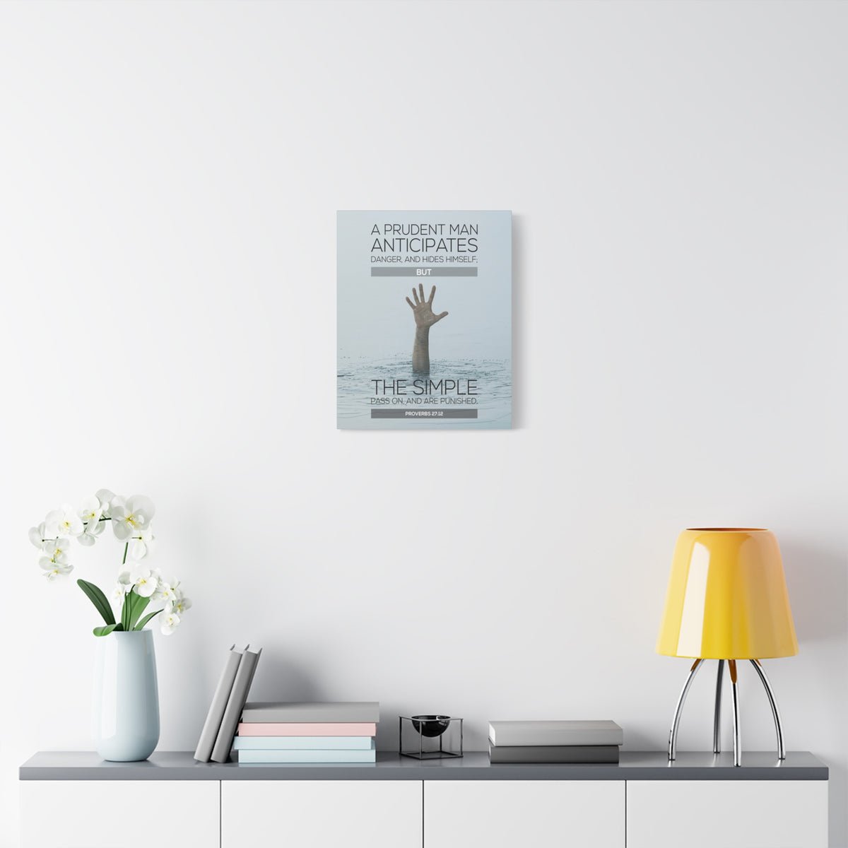 Scripture Canvas A Prudent Man Drowning Proverbs 27:12 Christian Wall Art Bible Verse Print Ready to Hang
