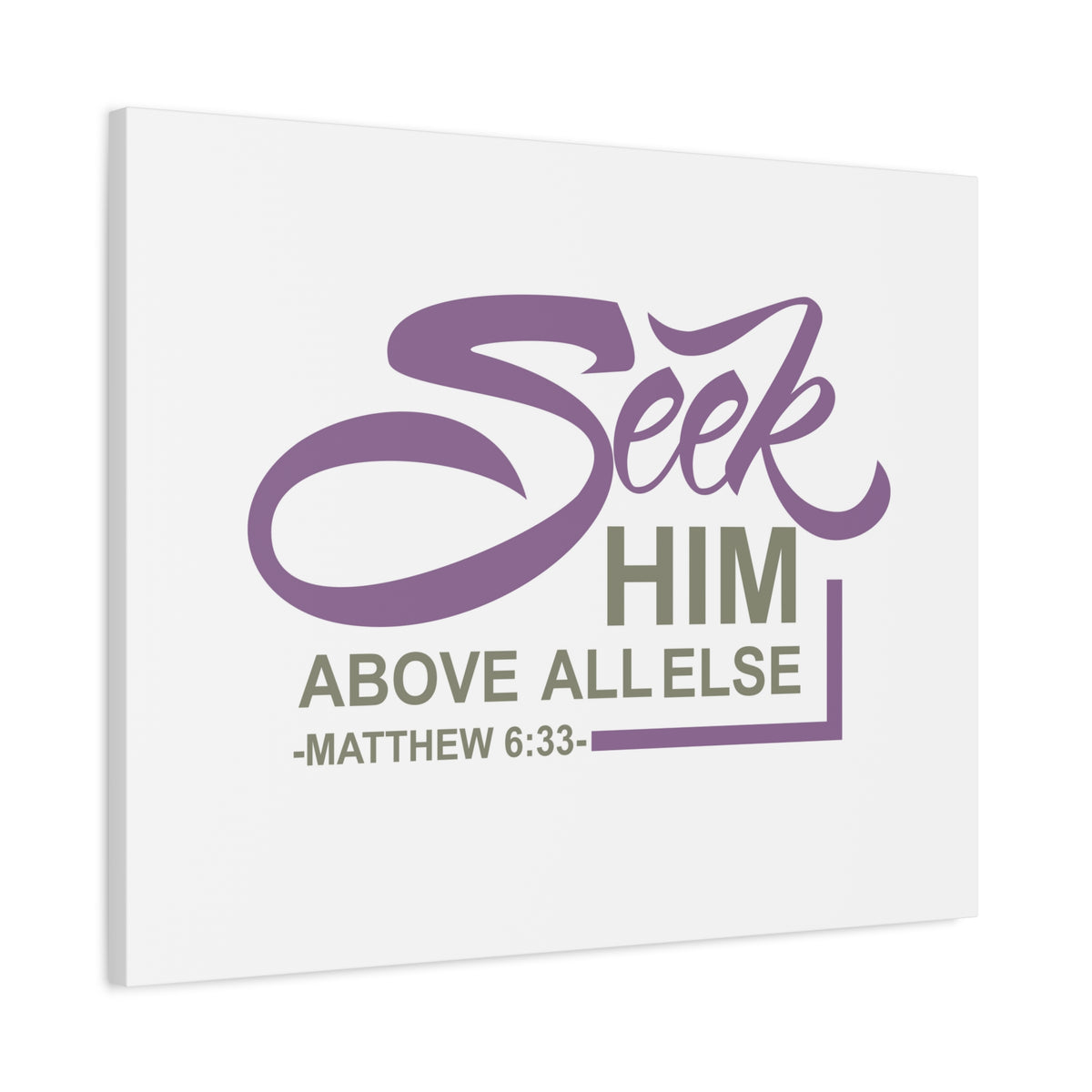 Scripture Canvas Seek Him Matthew 6:33 Christian Wall Art Bible Verse Print Ready to Hang