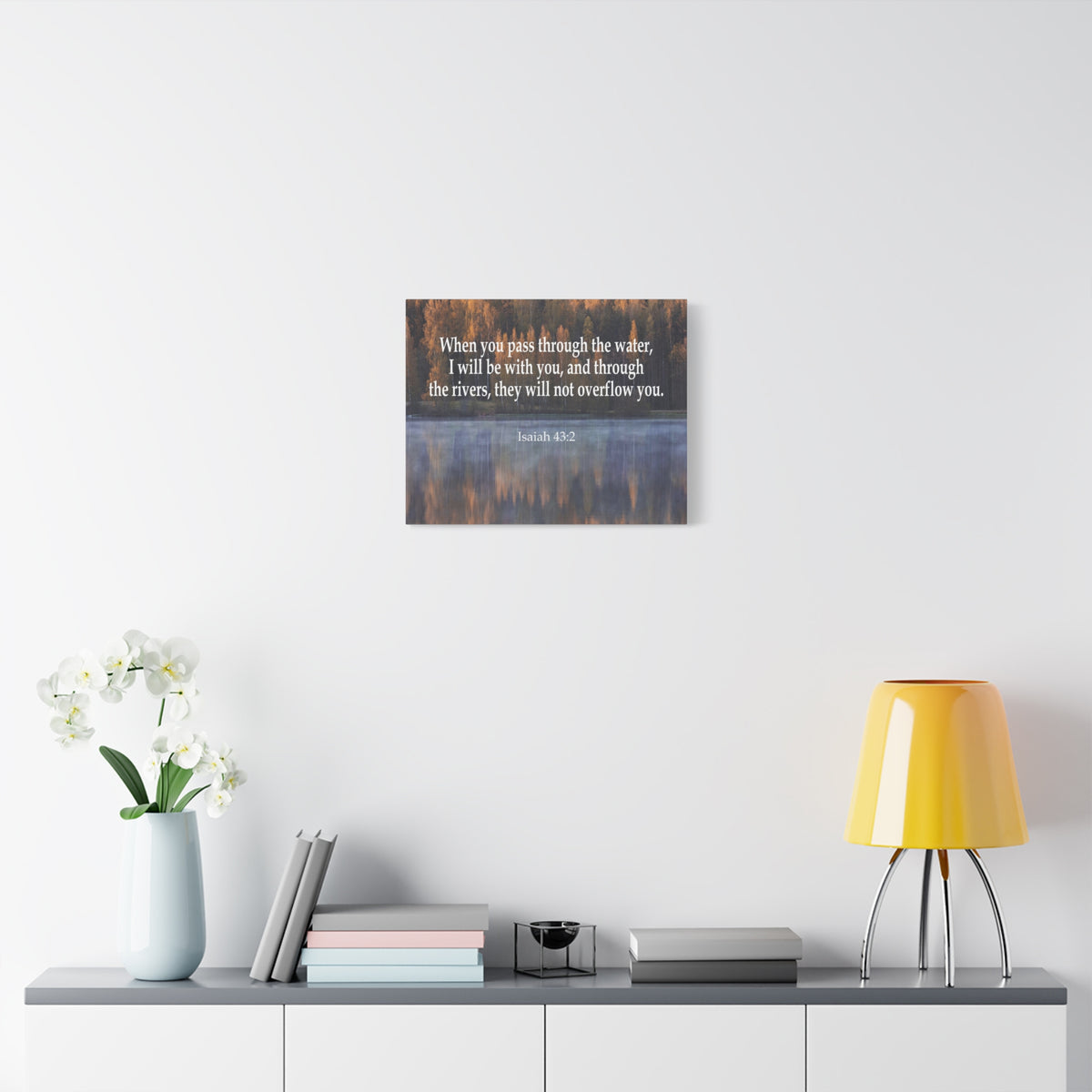 Scripture Canvas Pass Trough the Water Isaiah 43:2 Christian Wall Art Bible Verse Print Ready to Hang